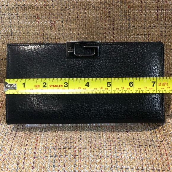 M GUCCI Black Lambskin Trifold Long Wallet with Silver G Money Clasp Vintage - Picture 16 of 17